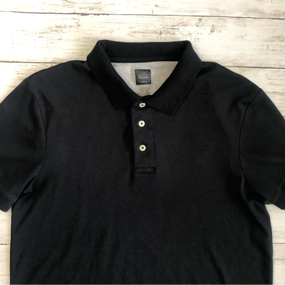 BLACK Saks Fifth Avenue Slim Fit Men’s Black Polo Size L - Picture 2 of 10
